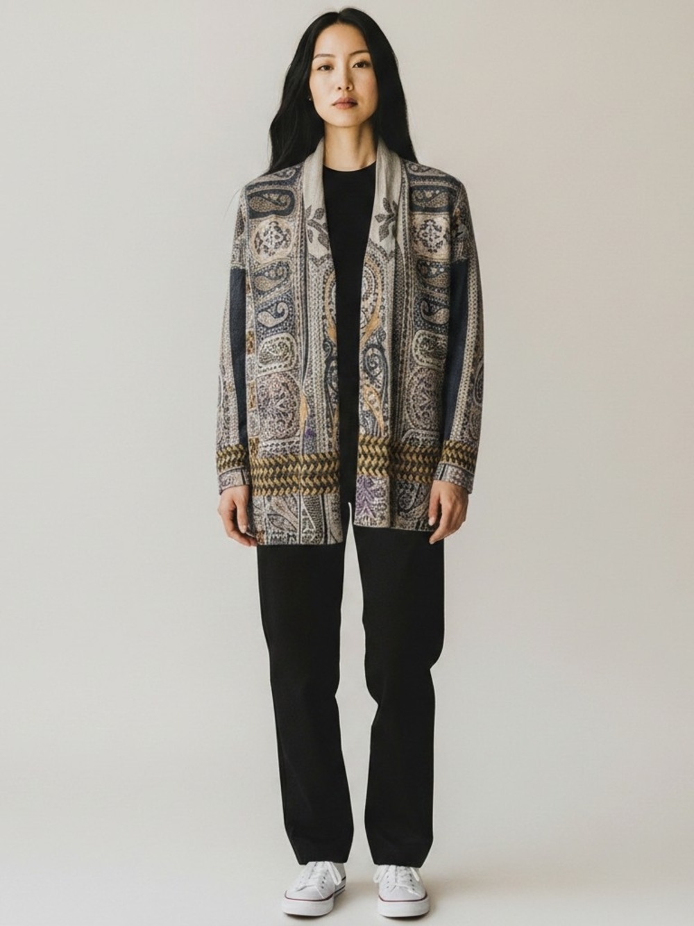 Vintage Etro Paisley Knit Open Front Cardigan EU44